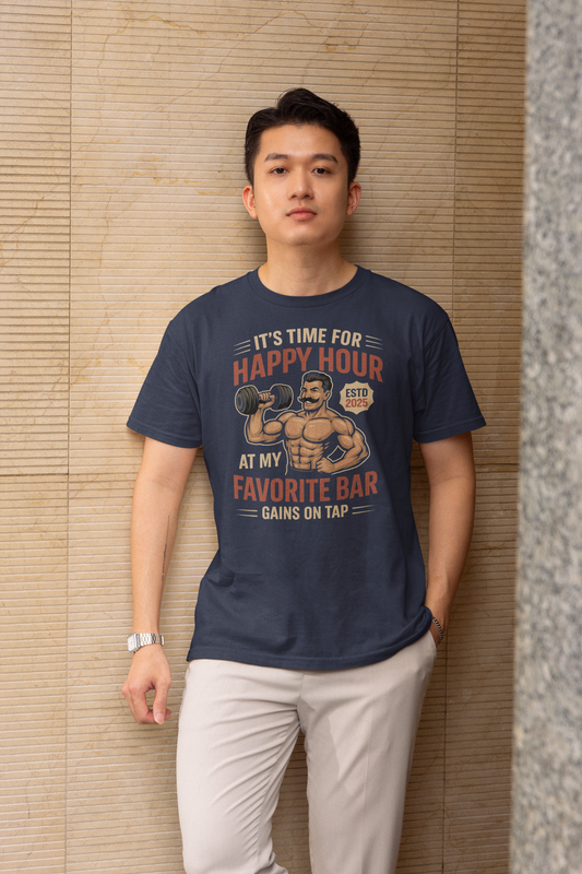 Gains on Tap - Dark, Gym T-Shirt