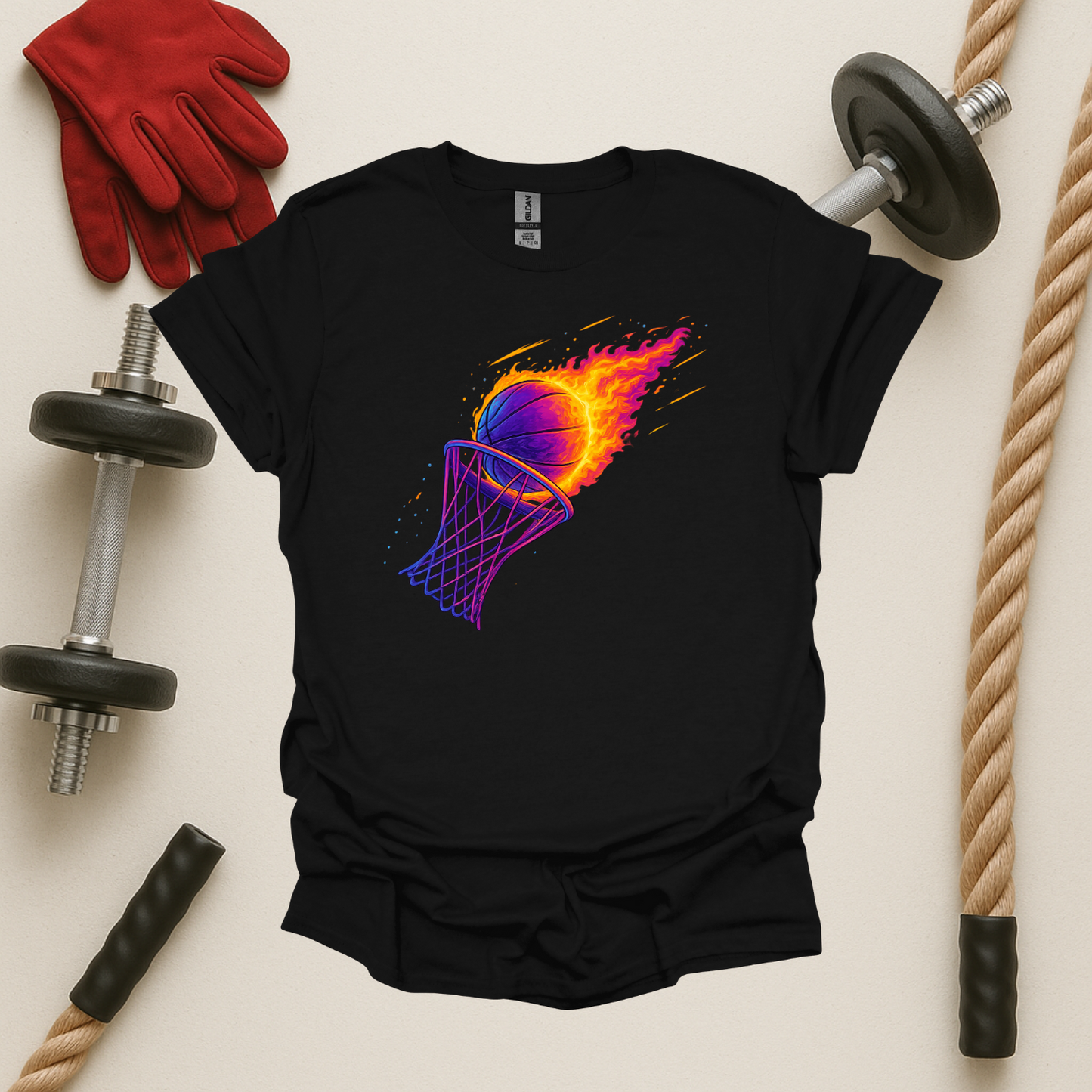 Flaming Dunk, Basketball T-Shirt