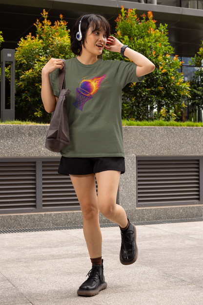 Flaming Dunk, Basketball T-Shirt