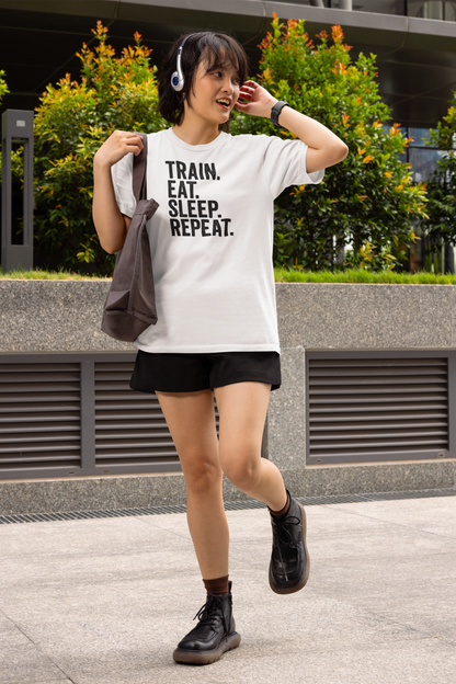 Train. Eat. Sleep. Repeat. - Light, Gym T-Shirt