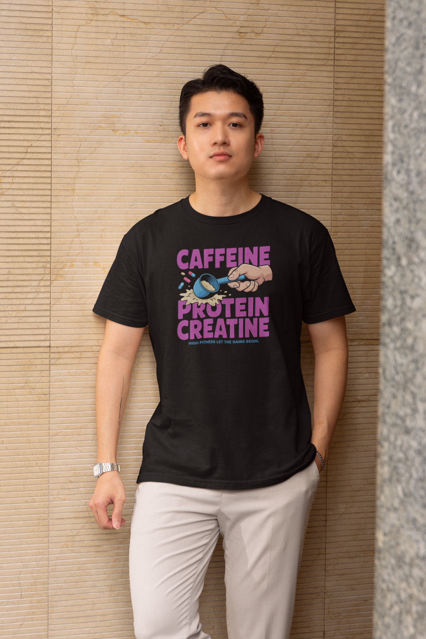 Caffeine. Protein. Creatine, Gym T-Shirt