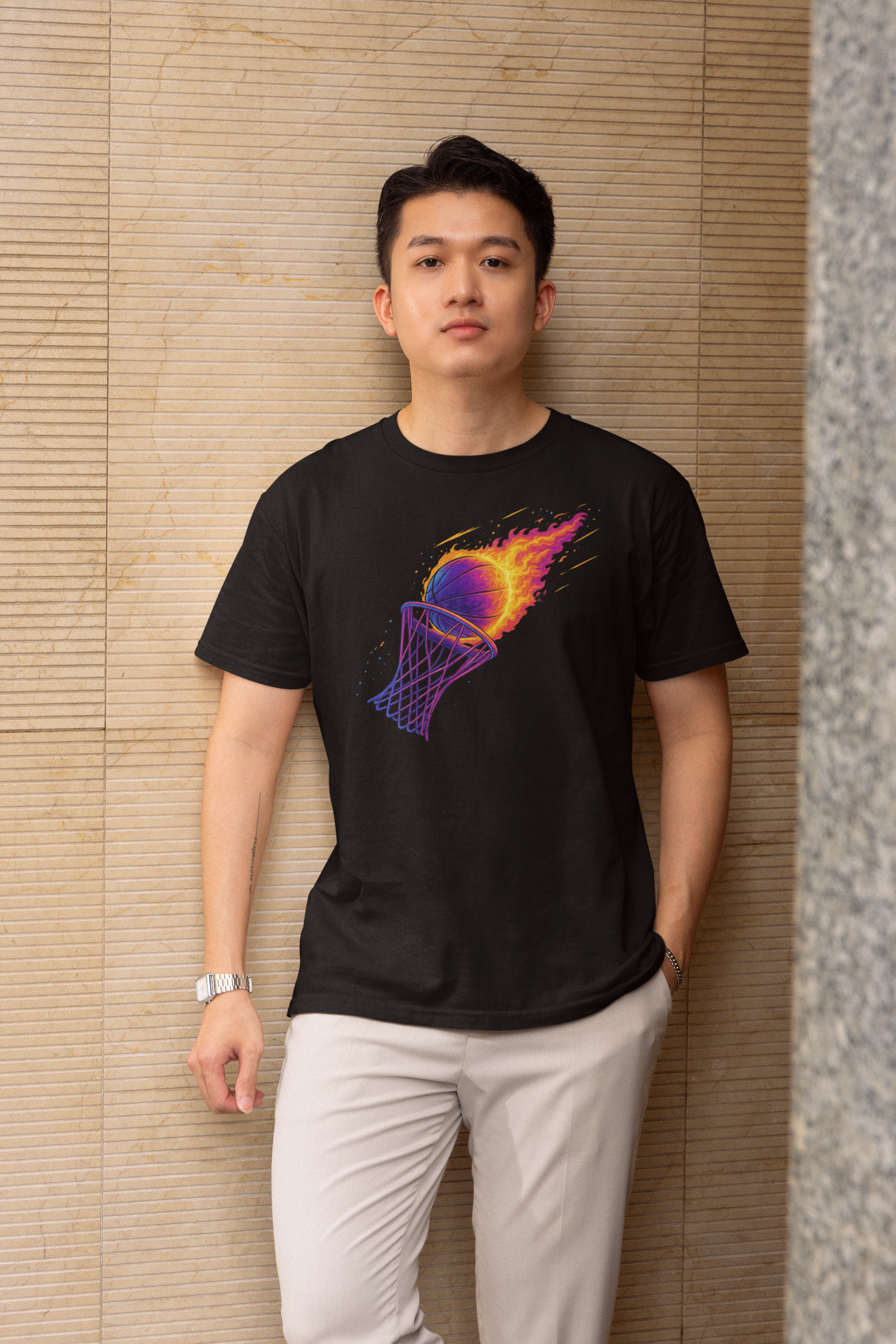 Flaming Dunk, Basketball T-Shirt