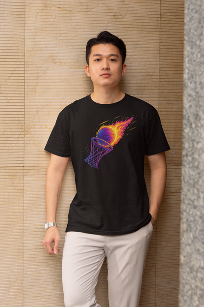 Flaming Dunk, Basketball T-Shirt