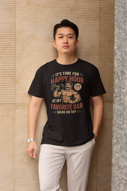 Gains on Tap - Dark, Gym T-Shirt