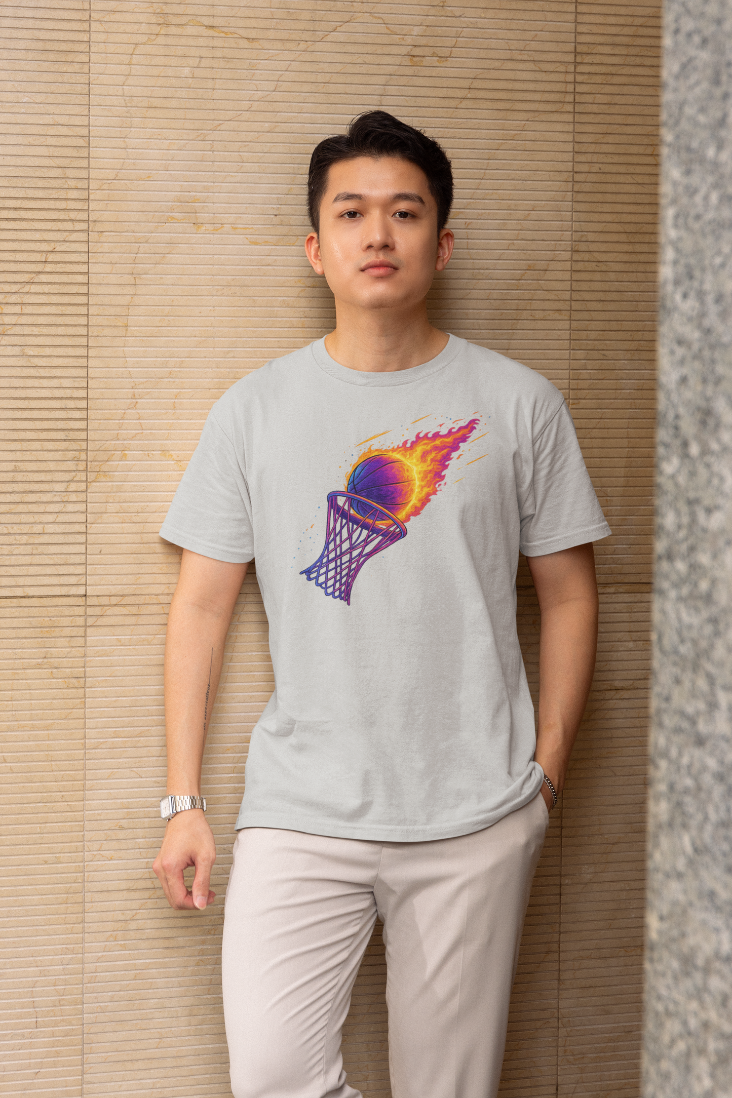 Flaming Dunk, Basketball T-Shirt