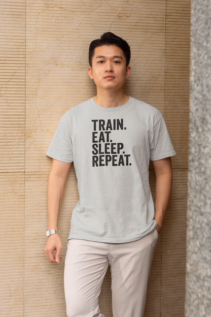 Train. Eat. Sleep. Repeat. - Light, Gym T-Shirt