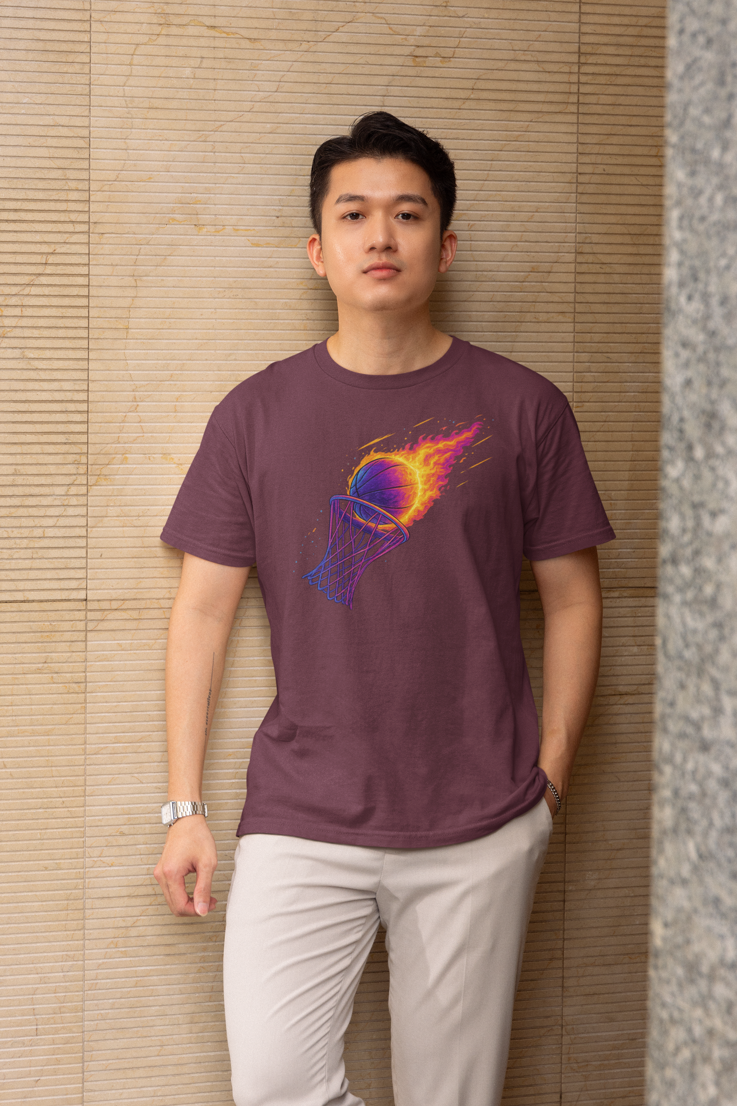 Flaming Dunk, Basketball T-Shirt