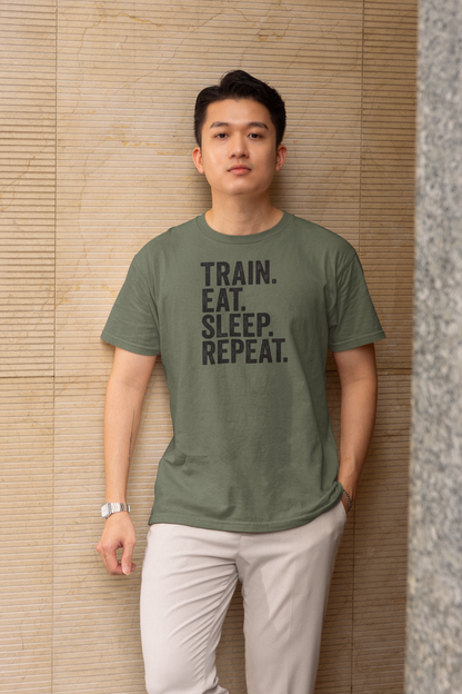 Train. Eat. Sleep. Repeat. - Light, Gym T-Shirt