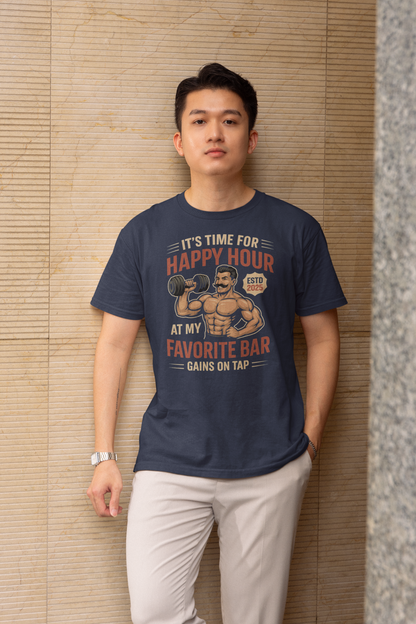 Gains on Tap - Dark, Gym T-Shirt