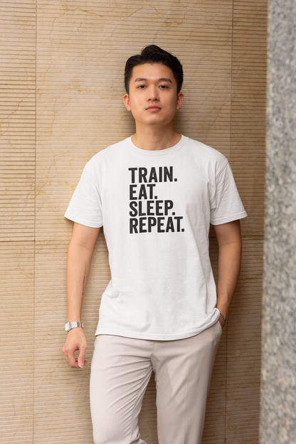 Train. Eat. Sleep. Repeat. - Light, Gym T-Shirt