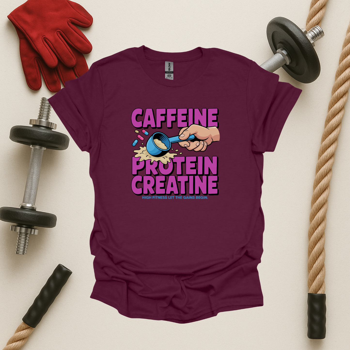 Caffeine. Protein. Creatine, Gym T-Shirt