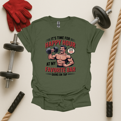 Gains on Tap - Light, Gym T-Shirt