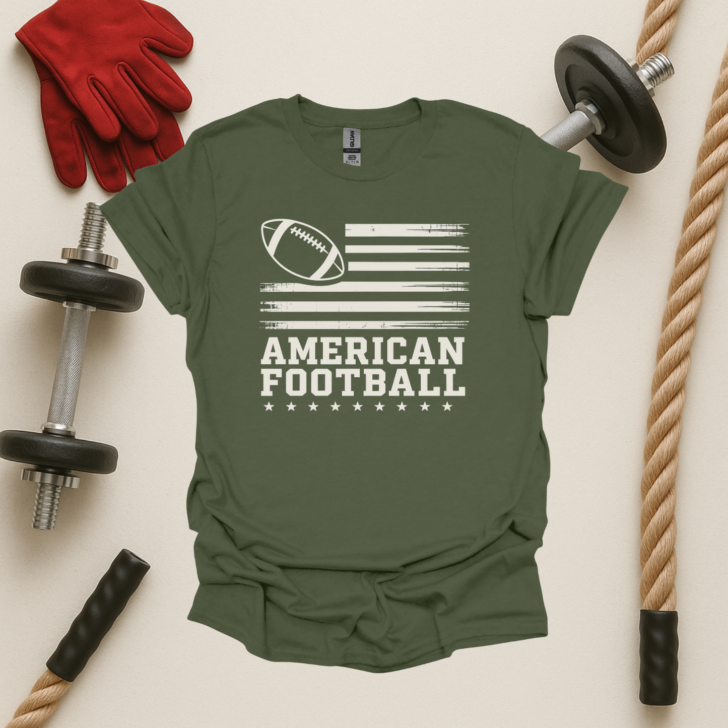 American Flag - Dark, Football T-Shirt