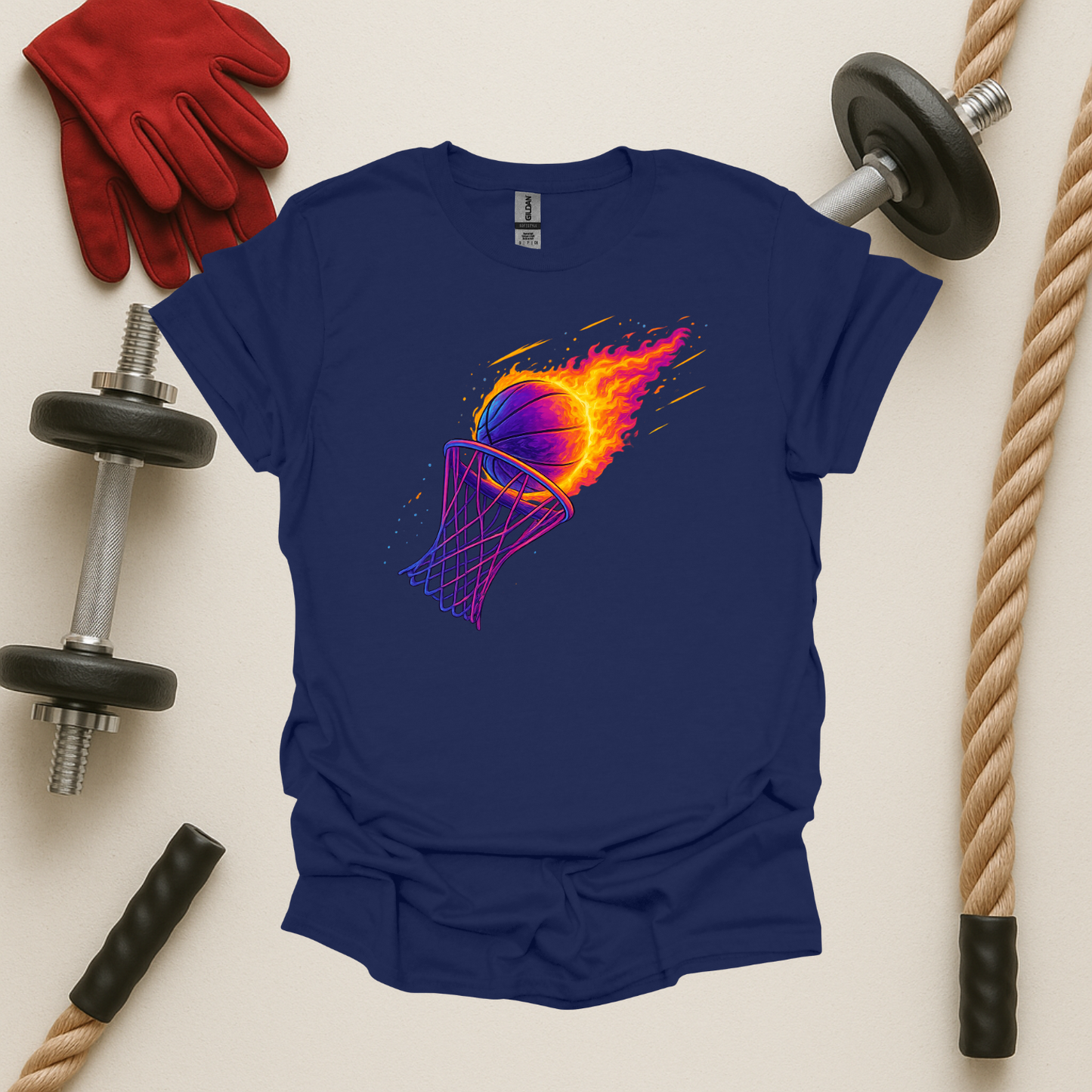 Flaming Dunk, Basketball T-Shirt