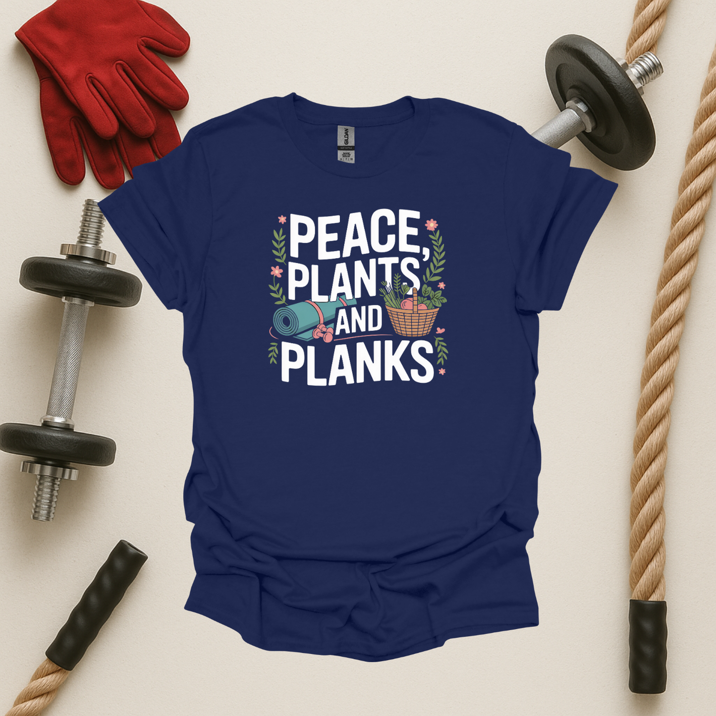 Peace, Plants and Planks - Dark, Gym T-Shirt