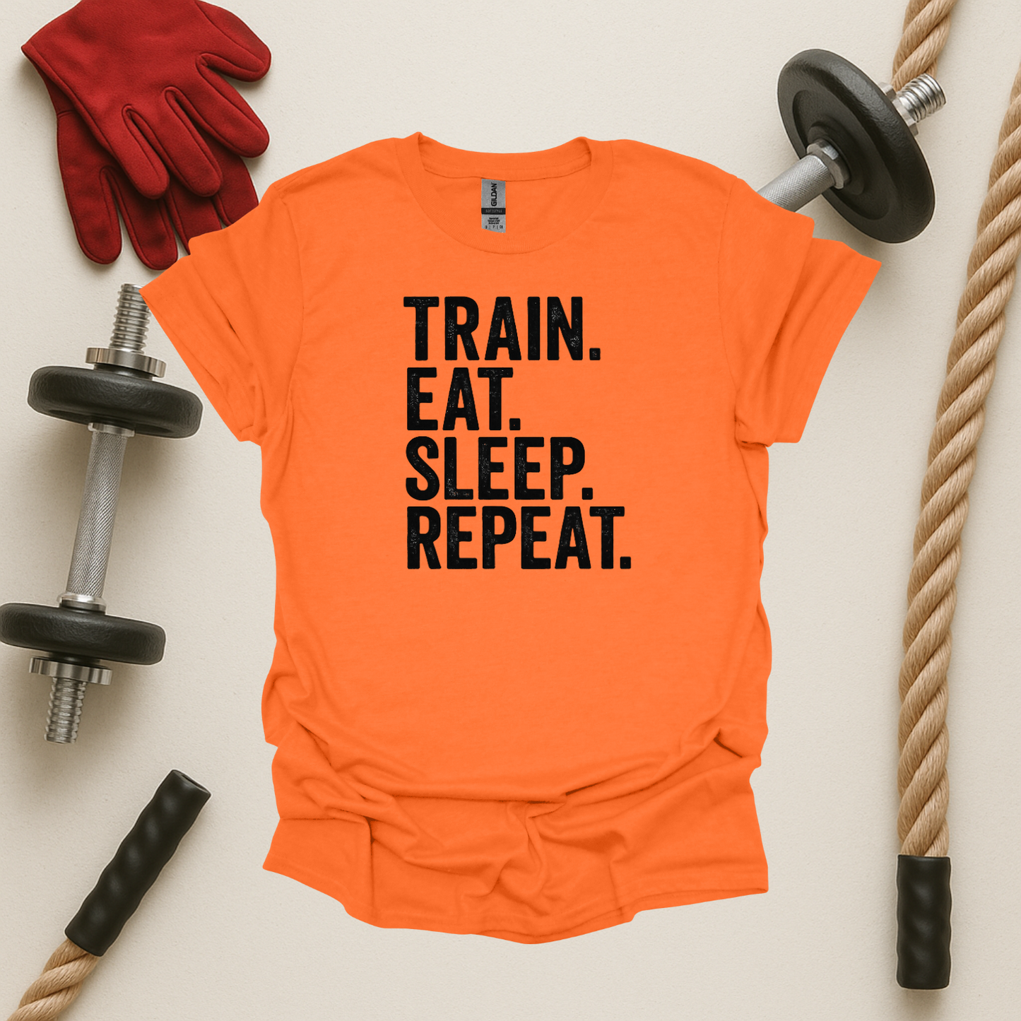 Train. Eat. Sleep. Repeat. - Light, Gym T-Shirt
